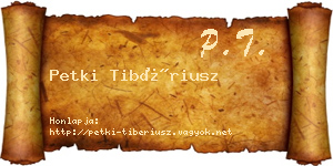 Petki Tibériusz névjegykártya